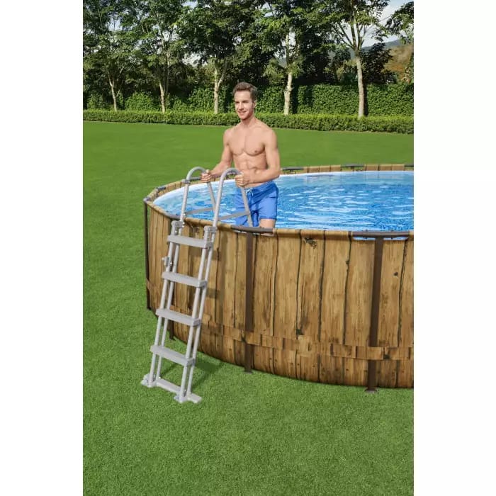 Каркасный бассейн Bestway 56977 BW, Power Steel 549x122см "Под дерево" 23062л, фильтр-насос, лестница, тент, попл.-доз. фото 3